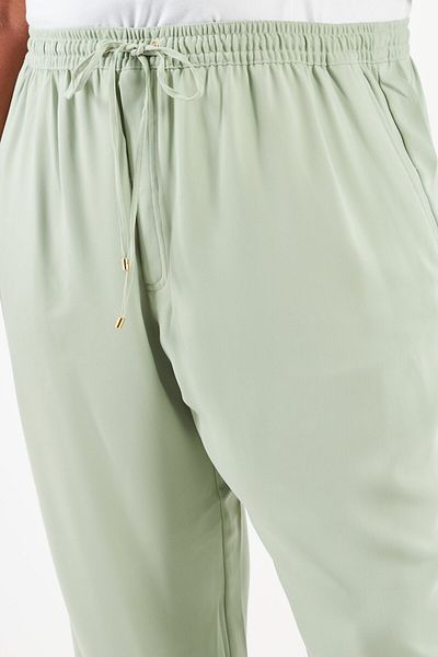 Ralph Lauren Women Plus Size Plain Drawstring Pants, Green