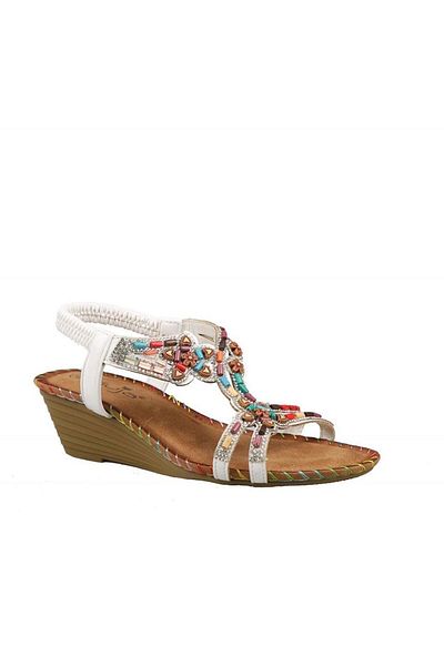 Guja 25Y151-6 Women's Stone Wedge Heeled Elastic Comfort Sandals