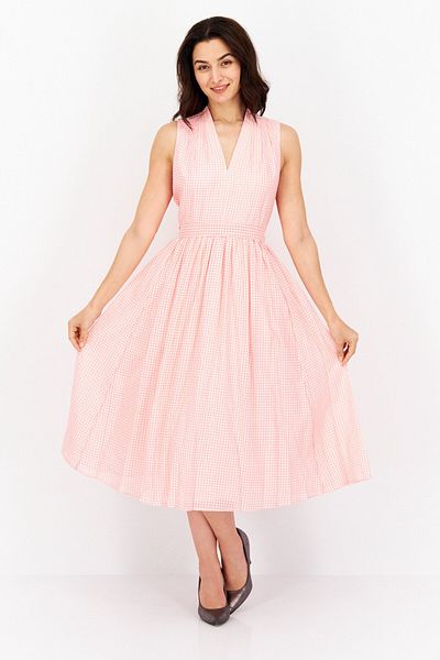 Kate Spade Women Microgrid Print Midi Dress, Pink