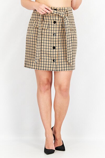 The Kooples Women Checkered Print Mini Skirts, Beige Combo