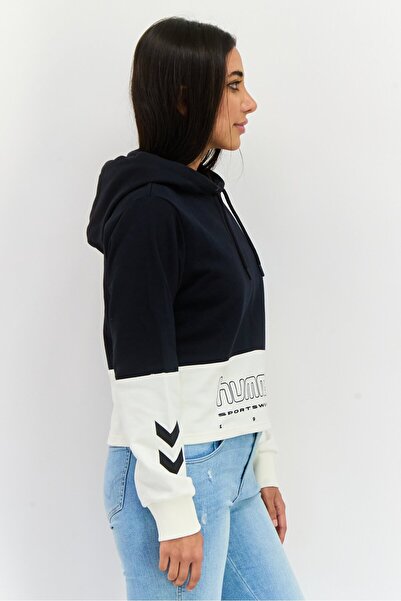 hummel Women Sportswear Fit Long Sleeve Outdoor Hoodies, Black/White