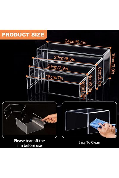 Generic مجموعة من 8 حاملات عرض أكريليك شفافة وحامل كب كيك وحامل حلوى