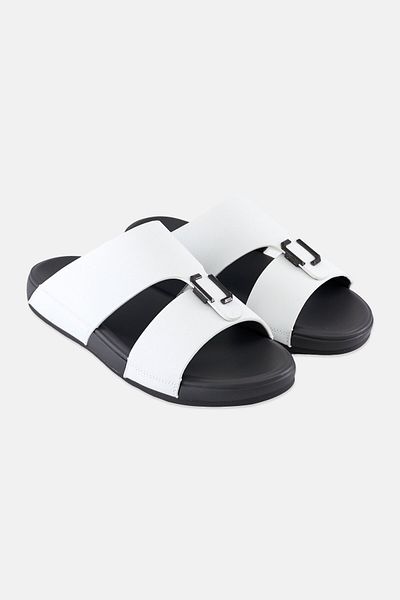 Algspar Men 2 Strap Slip On Arabic Sandals, White
