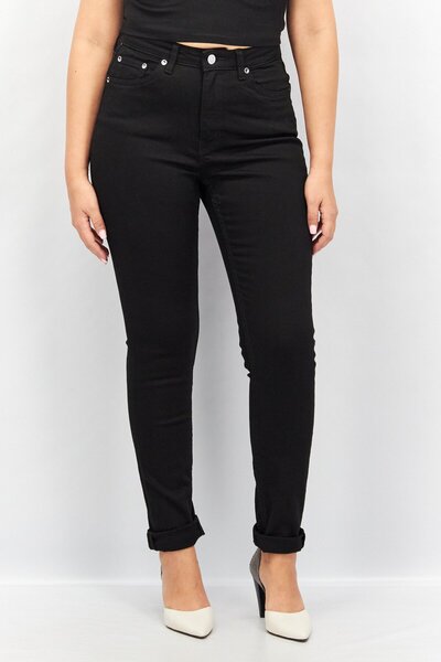 Weekday Women Skinny Fit High Waist Solid Stretchable Denim Jeans, Black