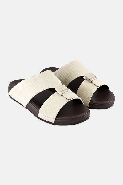 Algspar Men Double Strap Slip On Arabic Sandals, Light Grey
