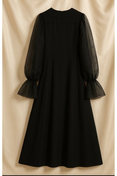 Dagü Design Women's Sleeves Organized Tulle Detailed Dress Evening Dress