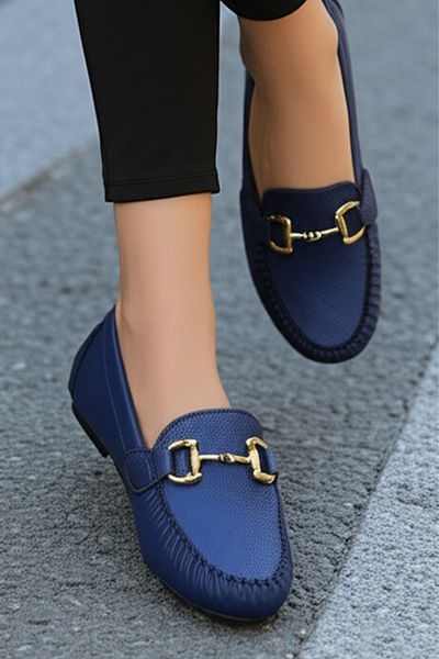 CEYDA SHOES Women's Light Sole Oval Toe Buckle Loafer Daily Soft Comfortable Women's Shoes Ballerinas.