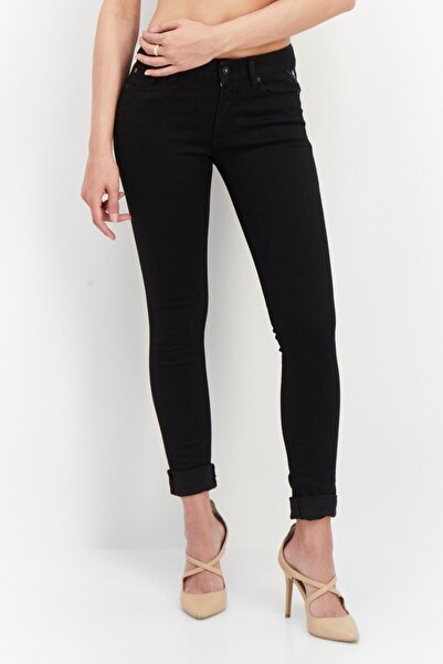 Replay Women Skinny Fit Solid Stretchable Jeans, Black