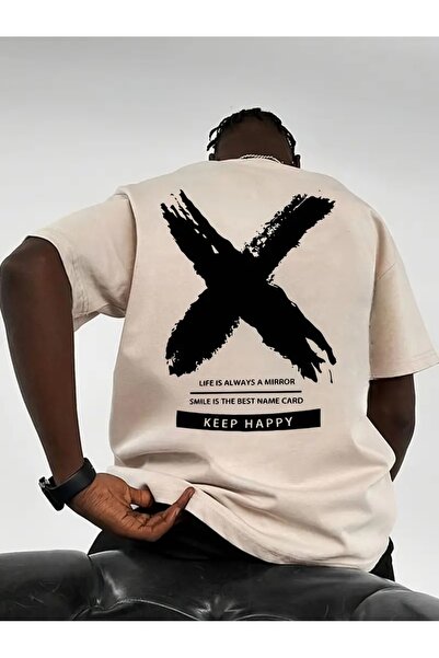 LAND MODA Tricou cu imprimeu grafic „Stay Happy” pentru bărbați - Tricou negr...