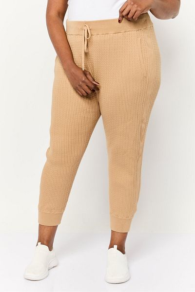 Ralph Lauren Women Plus Size Textured Jogger Pants, Tan