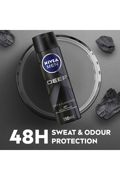 NIVEA Men Deep Dry & Clean Feel Deodorant Spray - 150ml