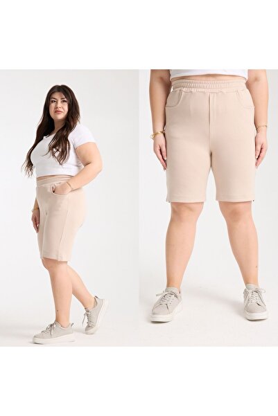 SERRAXXL ȚESĂTURĂ MODAL MĂRIME MARE DETAIL SLIT PANTALONI SCURT CONFORMI