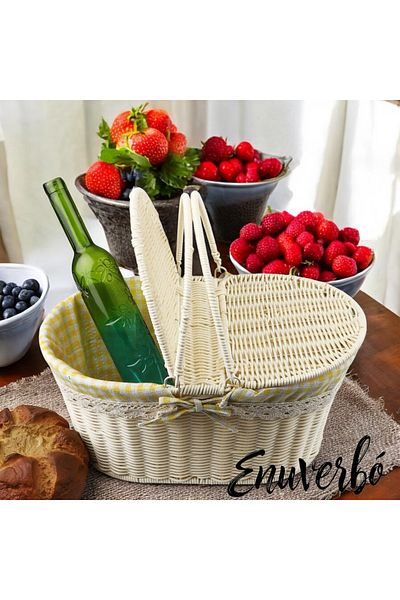 Enuverbi Kosova Rattan Oval Picnic Basket - 39cm