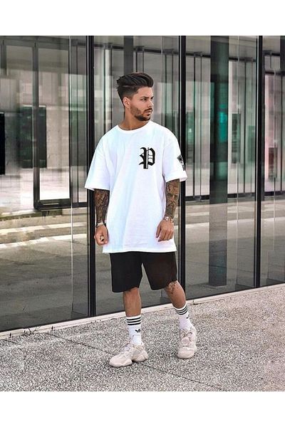 LUNAVISTA Simple Printed Short Sleeve T-Shirt and Shorts Set