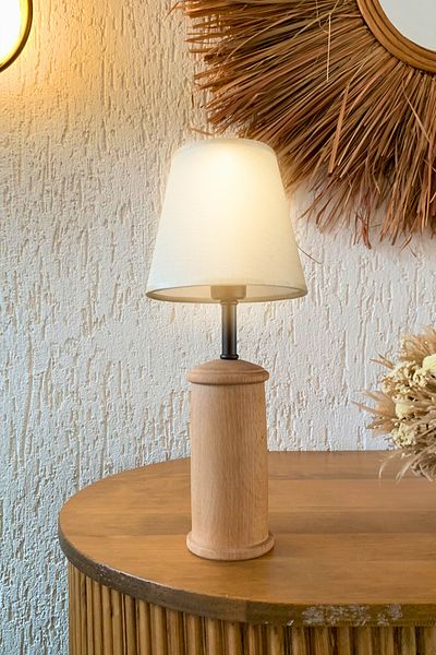 ESLENTA Wooden Lampshade Aruna - Fabric Covering, Conical Head