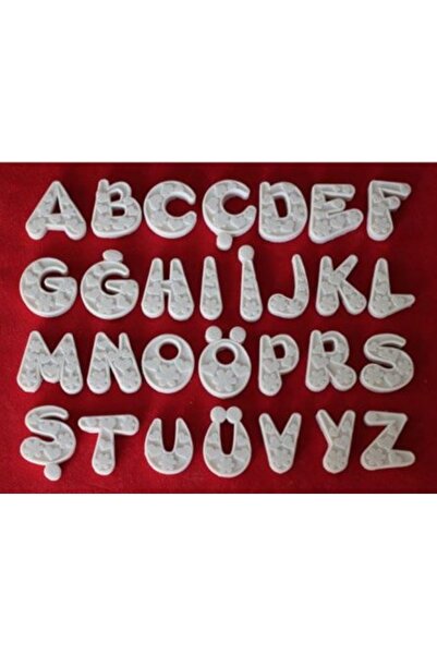 morlalem m Kalp Ve Çiçek Dekorlu Büyük 4cm Harf Alfabe Silikon Kalıp K-551, K...