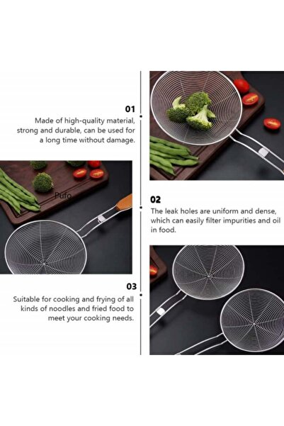 PUFO perforated metal kitchen spatula, with wooden handle, 39 x 14 cm