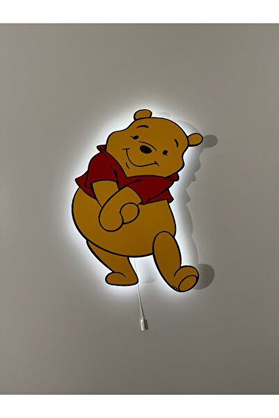 UViolets Dekoratif Ahşap Baskılı Ayı Winnie (Ayıcık) Çocuk Odası Gece Lambası...