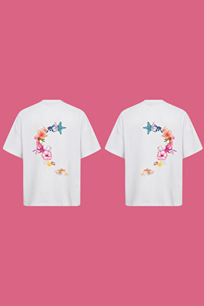Dupe Design Arkadaşlık T-shirt BFF Deniz Yıldızı Baskılı Oversize T-shirt