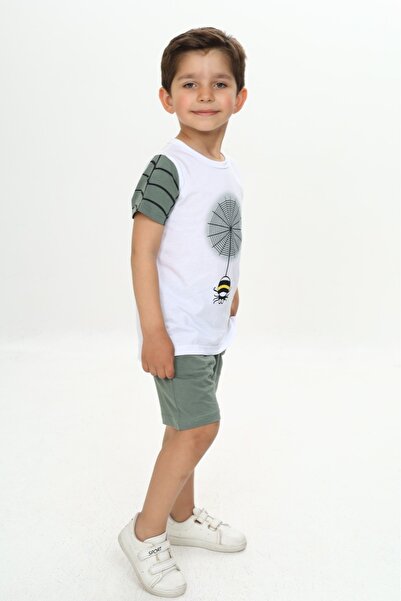 Toontoy Boy's Spider Detail Printed Shorts Suit
