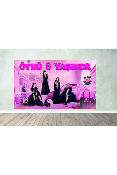 Home Kişiye Özel Isimli Black Pink Temalı Doğum Günü Afişi Duvar Pankart ( 17...