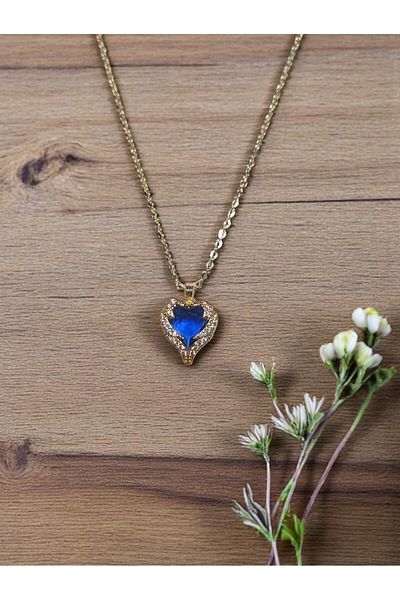 Last For Sell Steel Heart Zircon Stone Necklace Stainless, Lover Necklace