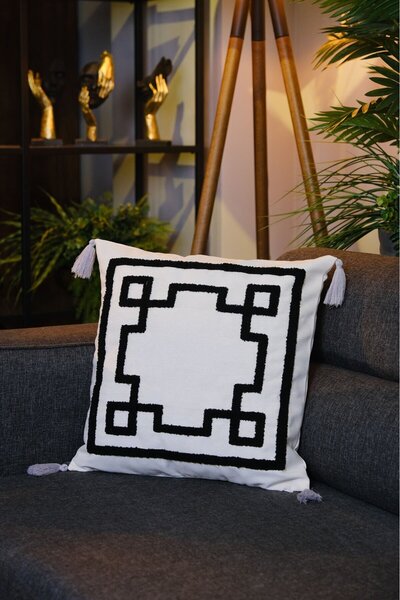 dekomall home & living Tasseled Punch Embroidered Throw Pillow Cover Key 43X43 cm