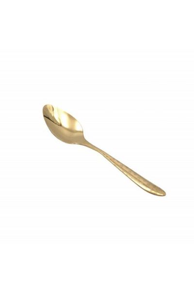 PUFO Set of 6 Pufo Diamond spoons for coffee, tea, dessert, stainless steel, gold, 14 cm