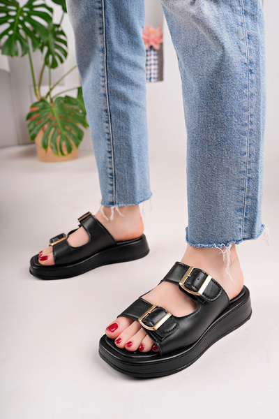 RoseVeno Γυναικείες παντόφλες με σφήνα τακούνια, διπλά λουράκια και ελαφριά α...