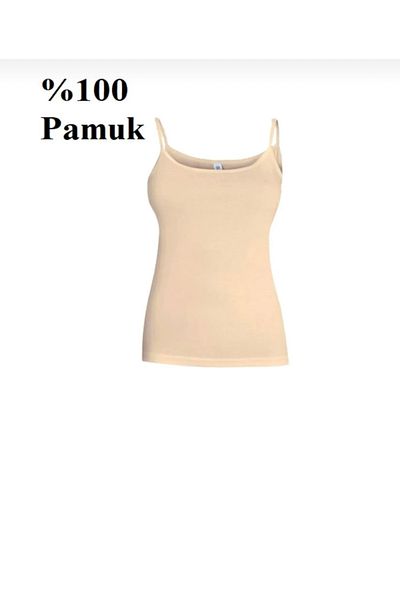 İki Yıldız Nude Colored Undershirt with Rope Straps, Pack of 6