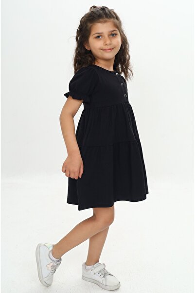 Toontoy Rochie cu volane cu nasturi în față pentru fetiță