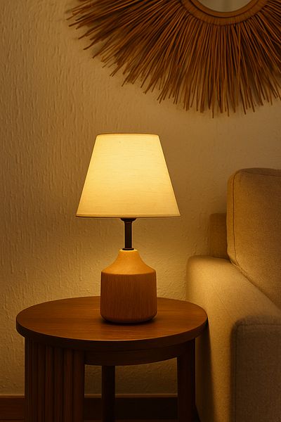 ESLENTA Modern Conical Head Wooden Leg Surya Lampshade