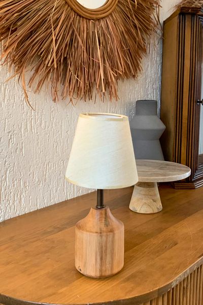 ESLENTA Modern Conical Head Wooden Leg Surya Lampshade