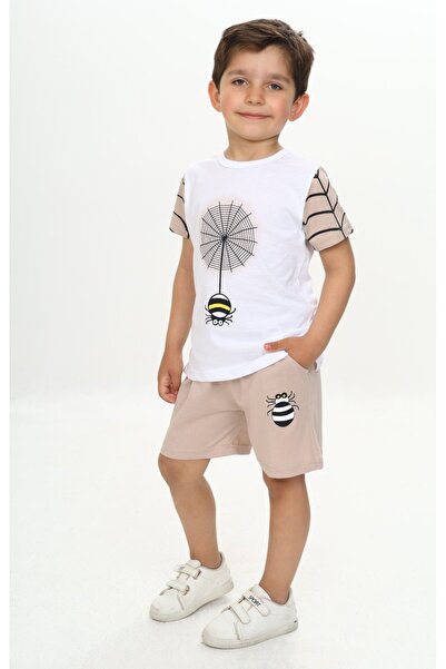 Toontoy Boy's Spider Detail Printed Shorts Suit