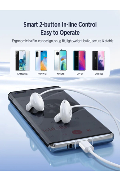 Joyroom JR-EC05 TYPE-C Series Half In-Ear Wired Earphones - White