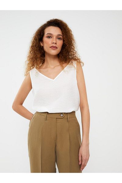 LC Waikiki Women's V-Neck Piping Detailed Blouse (S3)