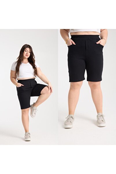 SERRAXXL Modal Fabric Large Size Slit Detail Comfortable Shorts