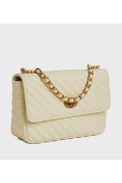 BCBG Off White Quilted Shoulder Bag