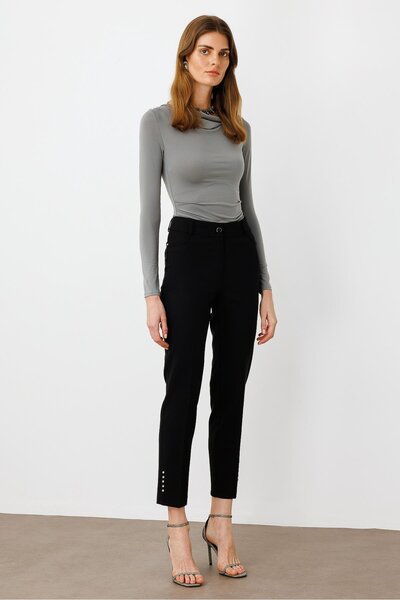 Moda İlgi Modailgi Rivet Taşlı Dar Paça Pantolon Siyah