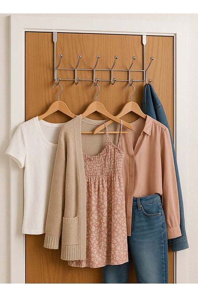 ALMUFARREJ Over The Door Hanger Wall Mounted Coat Rack - Metal Clothes Rack with 6 Hooks