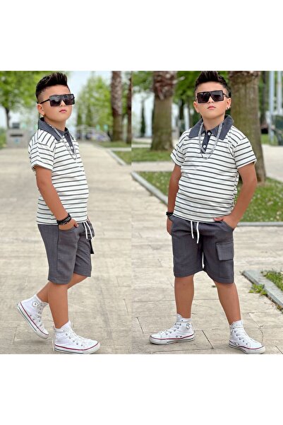 zeynoshkids Boys' Summer T-Shirt - Linen Shorts Bottom Top Eid Set