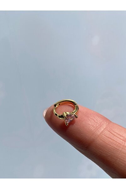 kurukafagift Çelik Halka Pembe Taşlı Piercing Helix Tragus Lob Kıkırdak