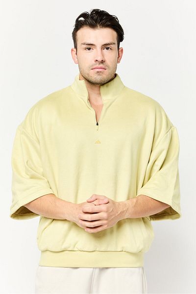 adidas Men Sportswear Fit 3/4 Sleeve Basketball Sweatshirt, Yellow Green
