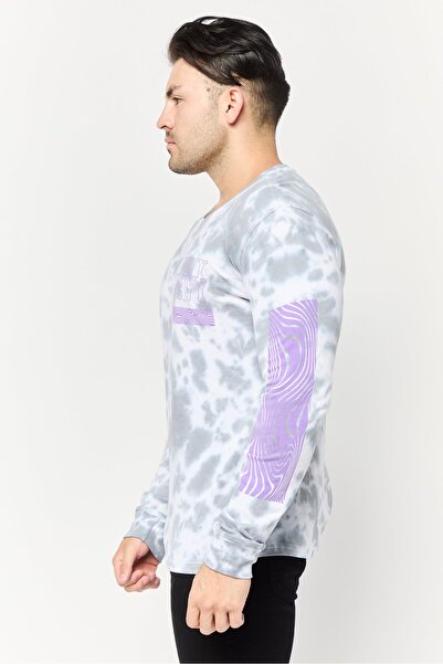 Brooklyn Men Crew Neck Long Sleeve Tie Dye T-shirt, Multicolor