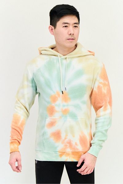 Feat Men Tie Dye Fleece Hooded Sweatshirt, Multicolor