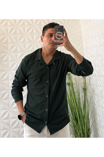 WENMİNG Καλοκαιρινό πουκάμισο από ύφασμα Crinkle ελαστικό ύφασμα