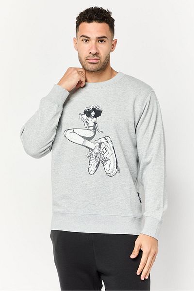 New Balance Men Relaxed Fit Long Sleeves Outdoor Sweatshirt, Grey