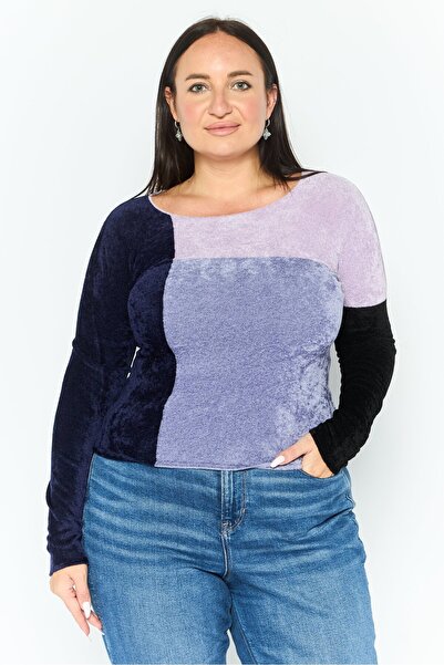 Emporio Armani Women Round Neck Color Block Long Sleeves Top, Multicolor