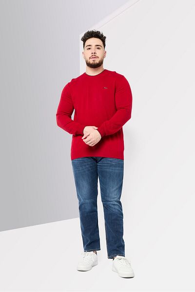 Harmont & Blaine Men Crew Neck Long Sleeve Brand Logo Sweater, Red