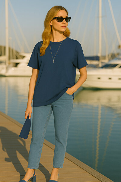 INFLUYENTE Tricou de bază pentru femei, modal, țesătură modală, confortabilă, cu decolteu, culoare vibrantă, senzație mătăsoasă